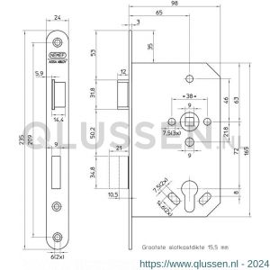 Nemef deurslot 1769/03-65 DR draairichting 1+3 bulk per 25 9176903001