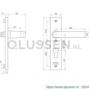 Nemef binnendeurbeslag F1 kruk-kruk 3251 P 55 mm 9325116550