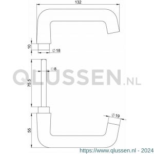 Nemef deurkruk D model G1 3300 D-model deur 38 mm 9330000000