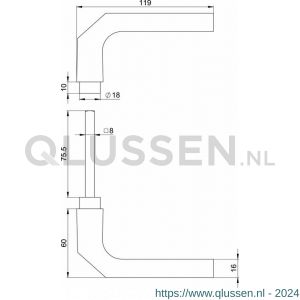 Nemef deurkruk duimmodel G1 3151 duim deur 38 mm 9315100000