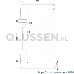 Nemef deurkruk L model G1 3322 L-model deur 54 mm 9332200000