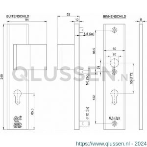 Nemef veiligheidslangschild G1 greep-krukgat 3340/12 PC 72/PC 72 GR-KG links 9334012062