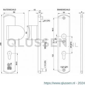 Nemef veiligheidslangschild G1 greep-krukgat 3341/12 PC 72/PC 72 GR-KG rechts 9334112061