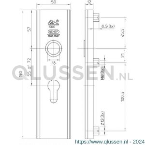 Nemef veiligheidsbeslag F1 kortschild 3406-72 mm 9340600720