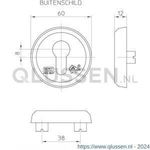 Nemef veiligheidsbeslag F1 cilinderrozet 3441 blister 9344100030