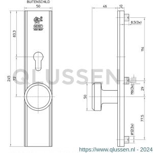 Nemef veiligheidsbeslag F1 Comfort knop-kruk 3465-72 mm 9346500720