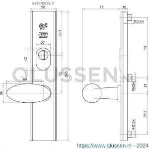 Nemef veiligheidsbeslag F1 Comforte knop-kruk AK 3480/01-72 mm F1 antikerntrek 9348001700