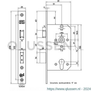 Nemef veiligheidsdeurslot PC-uitsparing 4139/17-50 DR draairichting 1+3 bulk per 25 9413917506