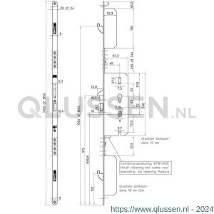 Nemef meerpuntsluiting met zwenkschoot elektronisch Comforte dubbelzijdig krukvrijloop voordeur 4918/84-65 mm 20x1700 mm rechts top krukbediening 2 zijden vrijloop 9491884651