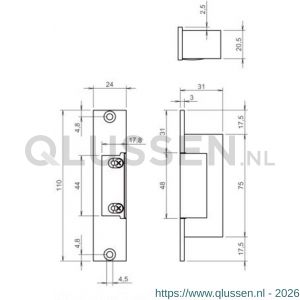 Effeff elektrische deuropener dagschoot inbouw korte sluitplaat 37KL24 10003716