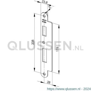 Abloy sluitplaat voor stompe deur met verlengde lip EA322-8 mm 10036217