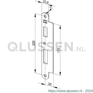 Abloy sluitplaat voor stompe deur met verlengde lip EA322-5 mm 10036216