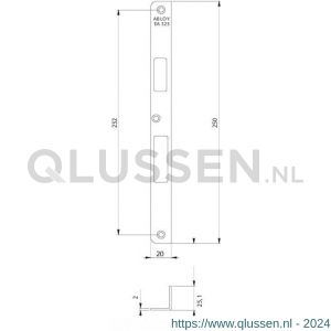 Abloy hoeksluitplaat voor opdekdeur EA323/2.4 10013734