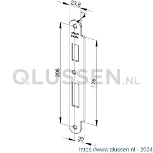 Abloy sluitplaat voor stompe deur korte lip EA324-8 mm 10036219