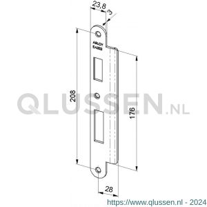 Abloy sluitplaat voor stompe deur verlengde lip EA332/1.3 10031035