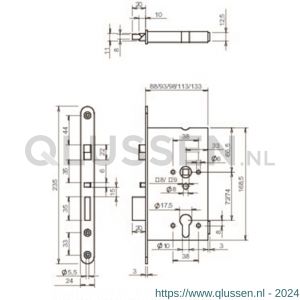 Abloy veiligheidspaniekdeurslot insteek zelfvergrendelend PC-uitsparing EL160/55 10013767