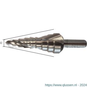 Labor AZ904012 stappenboor met spiraal HSS-G geslepen 4-5-6-7-8-9-10-11-12 mm koker AZ904012-1KOO
