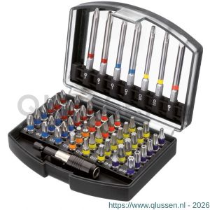 Labor IZZ00240 schroefbitset Standaard met kleurring met lange bits Mix 56-delig SL-PH-PZ-HX-TX-TX gat 1 doos IZZ00240-1DS