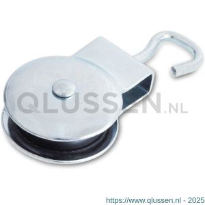 Dulimex DX 959-32E markieskatrol open oog polyamide wiel 32 mm elektolytisch verzinkt per stuk gelabeld 8000.959.032K