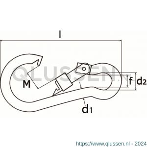 Dulimex DX 245-05IS karabijnhaak met schroef C-DIN 5299 50x5 mm RVS AISI 316 8000.024.7I05