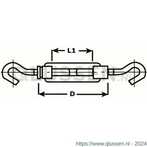 Dulimex DX 800-06KC spanschroef handelsuitvoering haak-haak 6x60 mm verzinkt 9.502800006