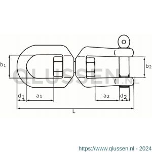 Dulimex DX 356-08I wervel oog-gaffel 8 mm RVS AISI 316 8000.052.8I08