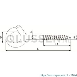 Dulimex DX 370-10E bevestigingshaak met houtschroefdraad 145 x diameter 10.6 mm verzinkt 9.710370010