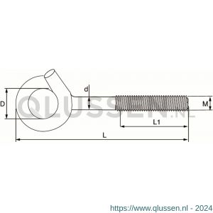 Dulimex DX 375-12E bevestigingshaak met metrische draad 145x12 mm verzinkt 9.710375012