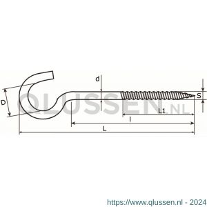 Dulimex DX 399-100E schroefhaak houtdraad 4.40x75/100 mm met kleine haak verzinkt 9.767399100