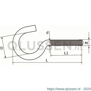 Dulimex DX 396-450E schroefhaak M4x50 mm verzinkt 9.767396450