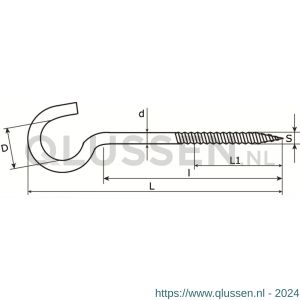 Dulimex DX 397-060I schroefhaak houtdraad 4.40x30/60 mm RVS AISI 304 9.963397060