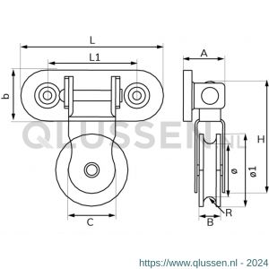 Dulimex DX 957-60E scharnierkatrol enkel polyamide wiel 60 mm elektrolytisch verzinkt per stuk gelabeld 8000.957.060K