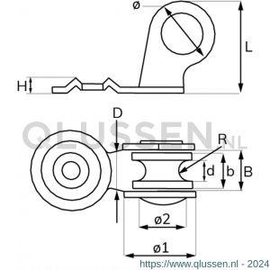 Dulimex DX 964-12E katrol enkel universeel messing wiel 12 mm elektrolytisch verzinkt per stuk gelabeld 8000.964.012K