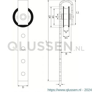 Dulimex DX 966-60E schuifdeur hangrol polyamide wiel 60 mm elektrolytisch verzinkt per stuk gelabeld 8000.966.060K