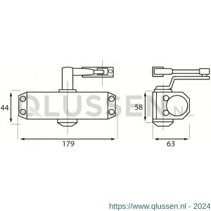 Briton DD 121 HO 2-4 deurdranger Briton 121 SES zwaarte 2 tot en met 4 stoparm zilvergrijs 4000.121.0243