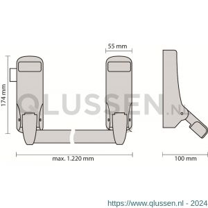 Dulimex DX PO 296 EB SE anti-paniekstang DX 296 SE enkele deur 1-puntssluiting opliggende dagschoot zilvergrijs 4003.692.9642