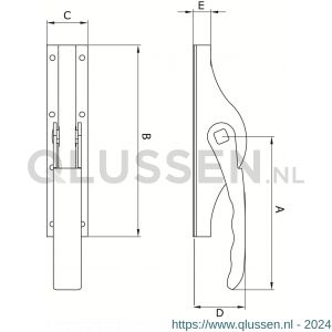 Deni ESPOMP 13 pompespagnolet met geleiders en sluitplaten zonder stang 13 mm staal verzinkt 0160.505.1010