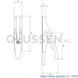 Deni ESPOMP 16 CIL pompespagnolet afsluitbaar gelijksluitend met geleiders en sluitplaten zonder stang 16 mm staal verzinkt 0160.505.2010