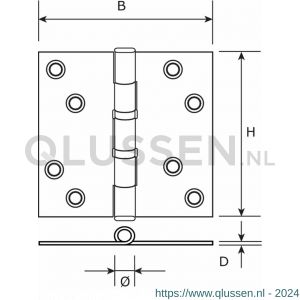 Dulimex DX H162-76762101 kogellagerscharnier rechte hoeken 76x76 mm vermessingde pen staal vermessingd 6210.121.7676