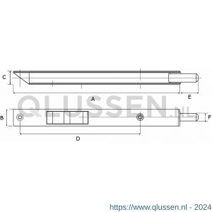 Dulimex DX KSP-16017SBV pijpkantschuif type 864 160x17x12 mm afgeschuind recht staal verzinkt 0631.915.1620