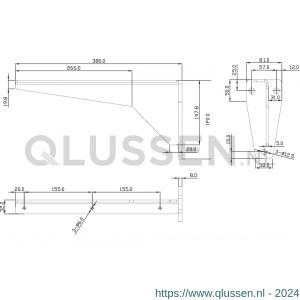 Dolle JIB 380 plankdrager extra zware XXL uitvoering 380x180 mm staal 5 mm schroefgat diameter 12 mm vuurverzinkt 0510.200.0380