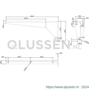 Dolle JIB 480 plankdrager extra zware XXL uitvoering 480x180 mm staal 5 mm schroefgat diameter 12 mm vuurverzinkt 0510.200.0480