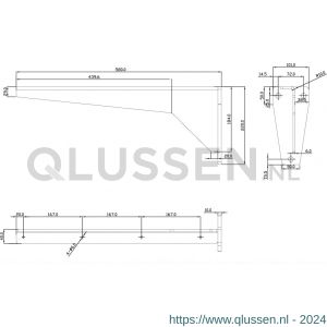 Dolle JIB 580 plankdrager extra zware XXL uitvoering 580x180 mm staal 6 mm schroefgat diameter 14 mm vuurverzinkt 0510.200.0580