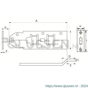 Dulimex DX SGB 120BV plaatschuif 35x120 mm schootdikte 4 mm met bocht staal verzinkt 0411.255.0125
