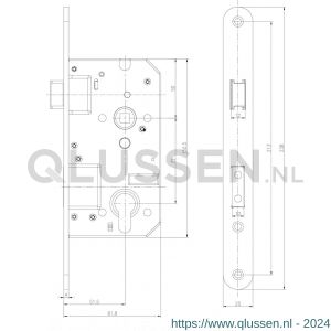 Dulimex DX DNSV-PC72RH veiligheidsinsteekslot SKG** doornmaat 50 mm PC 72 rechte voorplaat RVS 0160.295.7000