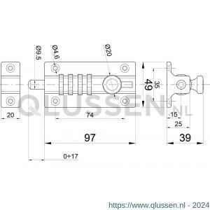 IBFM SGC 56 BE schuifgrendel met cijferslot aluminium zwart gelakt 0411.202.1000