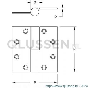 Dulimex DX H178D89892125 kogelstiftpaumelle rechte hoeken 89x89 mm doorgezette knoop rechts staal verzinkt SKG*** 6872.215.8989-D