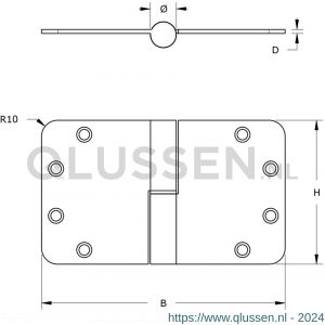 Dulimex DX H179125892115 kogelstiftpaumelle ronde hoeken 89x125 mm links staal verzinkt SKG*** 6972.115.8912-5