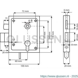 Dulimex DX UKS PZ 55/65B poortslot met hefschoot links en rechts bruikbaar doornmaat 60 mm voor profielcilinder zwart kunststof deurkrukgarnituur met schild sluitplaat staal verzinkt 0160.095.5651