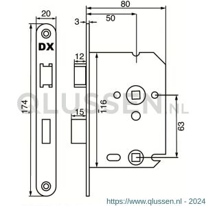 Dulimex DX WBS-50-WBSS WC-badkamerslot doornmaat 50 mm ronde voorplaat RVS inclusief rechthoekige sluitplaat 0160.282.5045